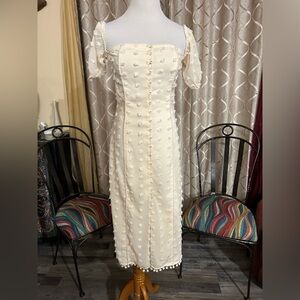 Tularosa Elegant Cream Dress with Pearl Detailing